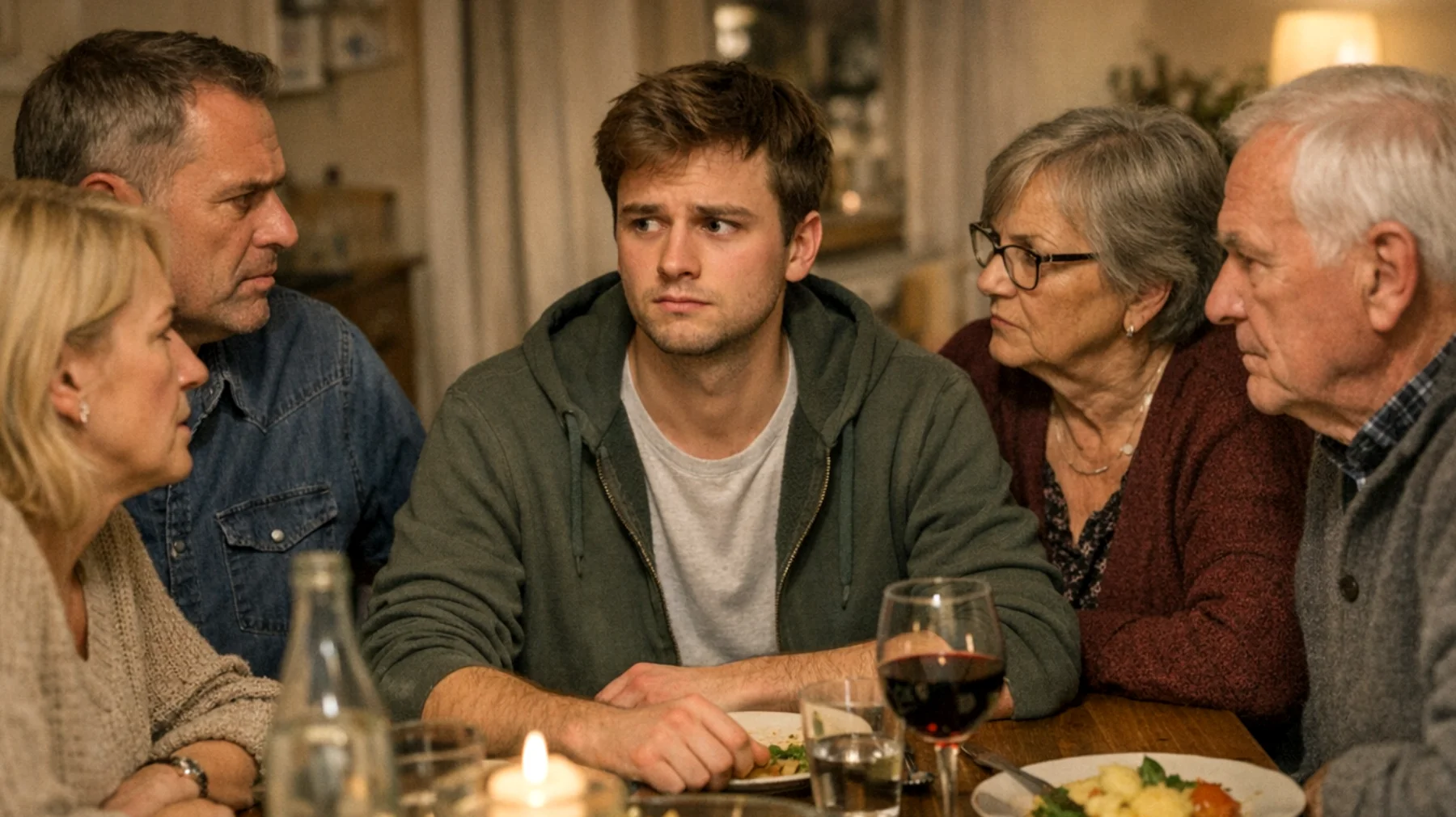 Die Eltern eines jungen Erwachsenen (20–25 Jahre) geraten zunehmend in Spannungen mit Großeltern, Onkeln und Tanten, die unterschiedliche Vorstellungen darüber haben, wie viel Freiheit und Verantwortung dem jungen Erwachsenen gewährt werden sollte. Die erweiterte Familie mischt sich regelmäßig in Erziehungsentscheidungen ein, gibt widersprüchliche Ratschläge und kritisiert offen die Entscheidungen der Eltern vor dem jungen Erwachsenen, was Verwirrung, Loyalitätskonflikte und Spannungen innerhalb der gesamten Familienstruktur erzeugt."