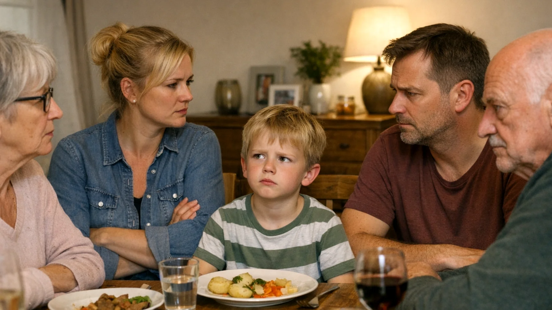 Die Eltern erleben anhaltende Spannungen mit Großeltern, Onkeln, Tanten oder anderen Familienmitgliedern über Erziehungsstile und -entscheidungen bezüglich ihrer Kinder. Unterschiedliche Werte, Regeln und Erwartungen führen zu Konflikten, die das Kind verwirren und das Familiengefüge belasten."