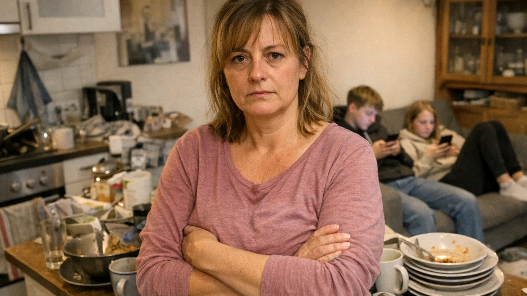 Die Mutter fühlt sich zunehmend frustriert und allein gelassen, weil ihre Jugendlichen sich konsequent weigern, bei alltäglichen Haushaltsaufgaben mitzuhelfen. Trotz wiederholter Bitten und Absprachen werden Aufgaben wie Aufräumen, Abwaschen oder Einkaufen ignoriert oder vergessen. Die Mutter hat das Gefühl, dass ihre Erwartungen nicht respektiert werden, und fragt sich, ob sie etwas falsch macht."