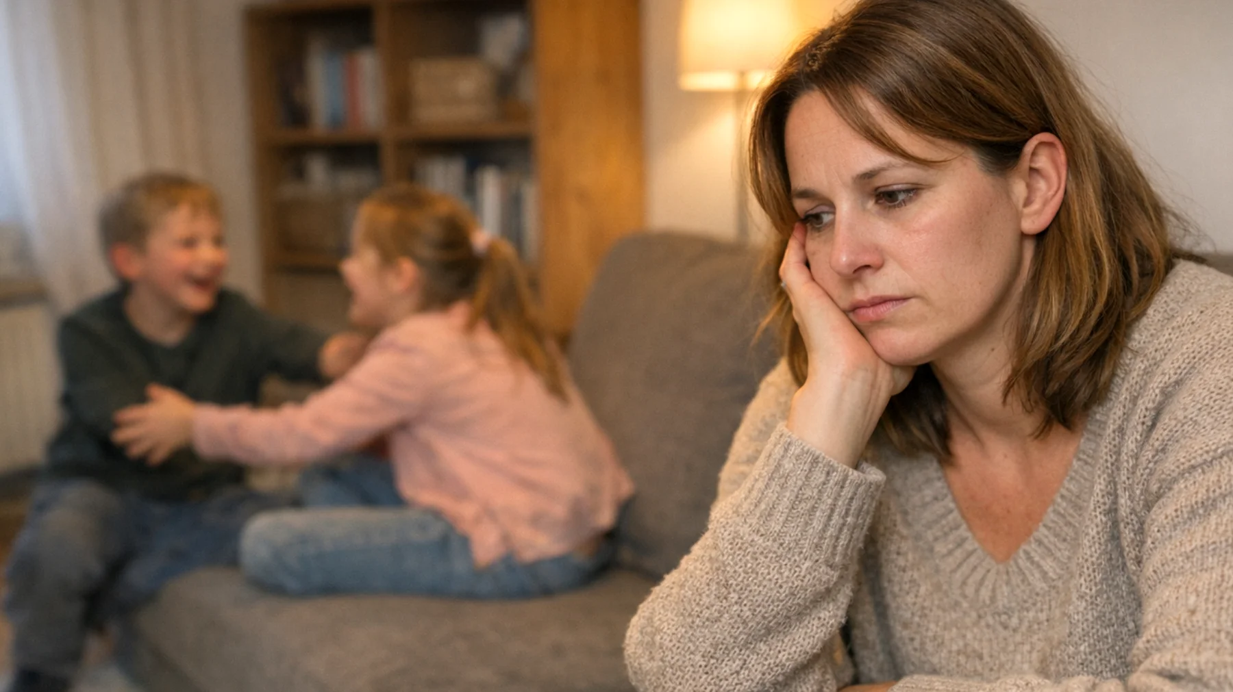Die Mutter fühlt sich überfordert und verletzt, weil ihr Kind deutlich mehr Zuneigung und Aufmerksamkeit gegenüber einem Geschwisterkind zeigt. Sie beobachtet, wie das Kind das andere Geschwister bevorzugt, mehr Zeit mit ihm verbringt und ihr gegenüber Kälte oder Gleichgültigkeit zeigt. Dies löst in ihr Gefühle von Unzulänglichkeit und Traurigkeit aus, während sie gleichzeitig nicht weiß, wie sie mit der Eifersucht zwischen den Kindern umgehen soll, ohne das Familiengefüge zu destabilisieren."